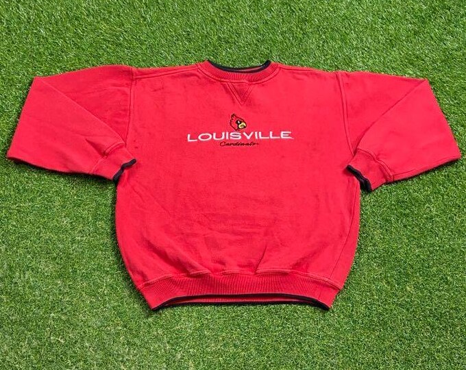 Vintage University of Louisville Crewneck Sweatshirt Size Medium M Cardinals Kentucky NCAA College Basketball Pull Over 1990s 90s
