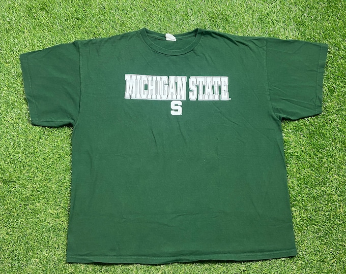 Vintage University of Michigan State Spartans T Shirt Tee Delta Size XXL 2XL NCAA College Football Detroit MSU 1990s 90s