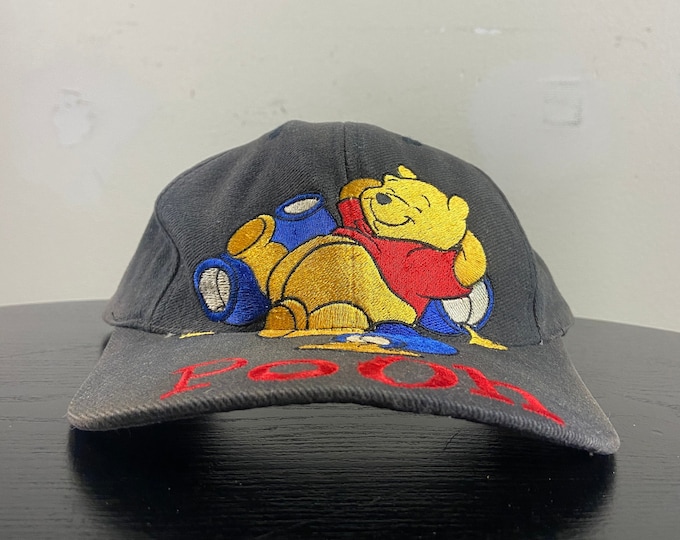 Vintage Winnie the Pooh Strap Back Hat OSFA Pooh Walt Disney World Disneyland Magic Kingdom Mickey Mouse 1990s 90s