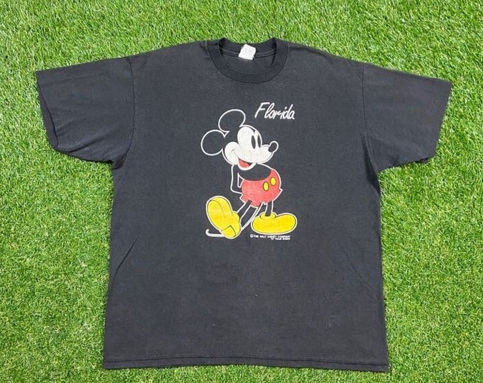 Vintage Mickey Mouse T Shirt Tee Velva Sheen Made USA Size Xtra Large XL Walt Disney World Magic Kingdom WDW