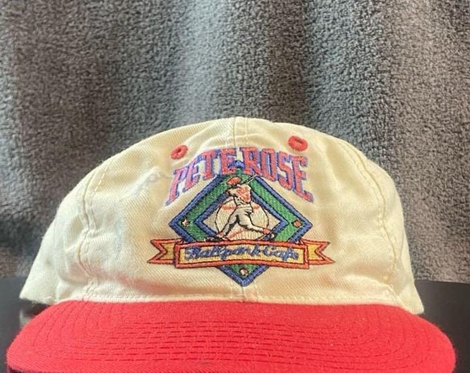 Vintage Pete Rose Snapback Hat Made USA OSFA Charlie Hustle Cincinnati Reds MLB Ohio Cleveland Red Baseball 1990s 90s Autographed