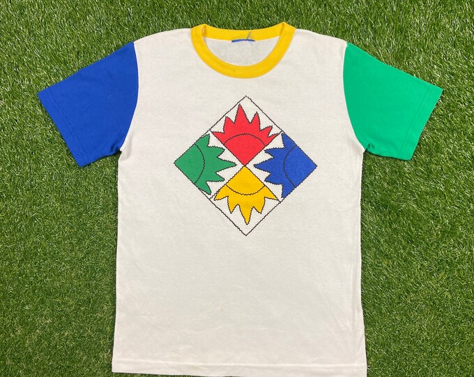 Vintage Sun T Shirt Tee Size Small S Island Beach Surfing 1980s 80s Multicolor