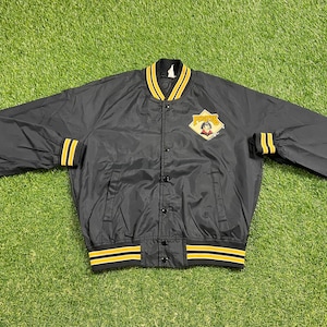 Vintage Pittsburgh Pirates Bomber Jacket Chalk Line Size Large L MLB Baseball Varsity Letterman Classic Pennsylvania Clemente Bonds 1990s