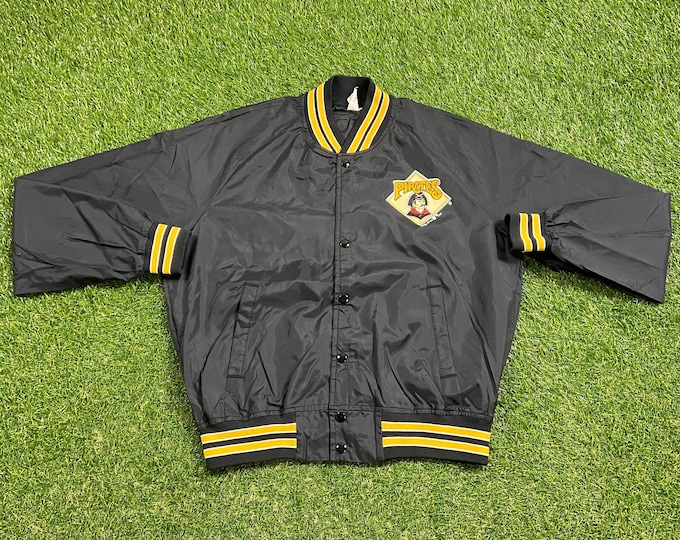 Vintage Pittsburgh Pirates Bomber Jacket Chalk Line Size Large L MLB Baseball Varsity Letterman Classic Pennsylvania Clemente Bonds 1990s