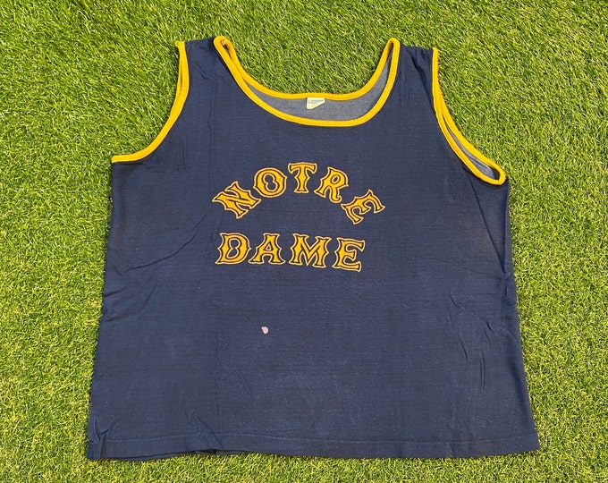 Vintage University of Notre Dame Tank Top Shirt Champion Made USA Size Xtra Large XL Fighting Irish NCAA College Football 1990s 90s