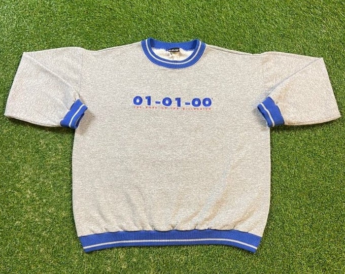 Vintage 01-01-00 The Mark of the Millennium Crewneck Sweatshirt Size Xtra Large XL Y2K 1990s 90s Pull Over Oversized