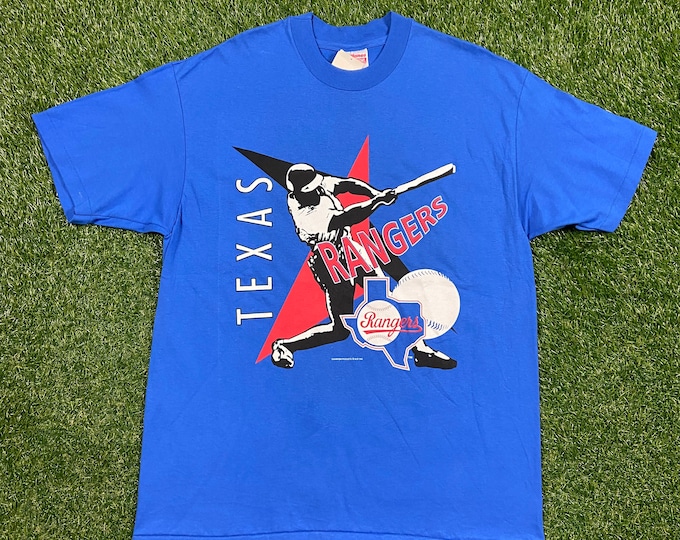 Vintage Texas Rangers T Shirt Tee Hanes Made USA Size Xtra Large XL MLB Baseball 90s Arlington 1990s Classic Deadstock New Tags
