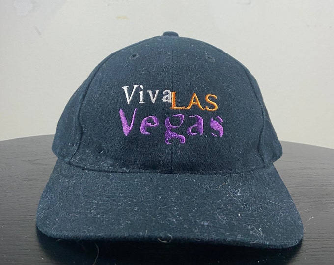 Vintage Viva Las Vegas Hard Rock Cafe Hotel Strap Back Hat OSFA Made USA The Joint Casino Classic Music Nevada 1990s 90s