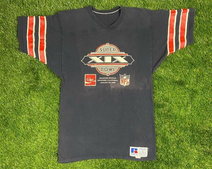 Vintage Super XlX Coca Cola 1985 T Shirt Tee Coke Collector Stanford California Russell Athletic Made USA Size Large Soda L