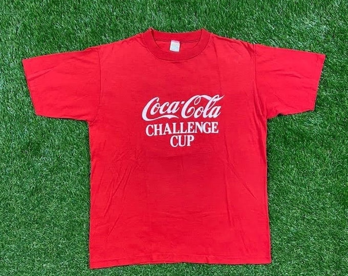 Vintage Coca Cola T Shirt Tee Sportswear ll Made USA Size Large Coke Collector Enjoy Coca Cola Challenge Cup Palm Beach Polo L