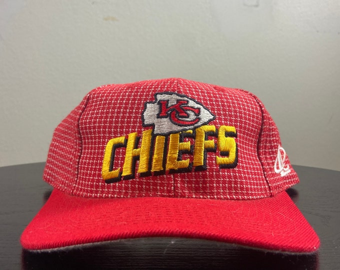 Vintage Kansas City Chiefs Strap Back Hat Logo Athletic OSFA NFL Football Super Bowl Champions KC Pat Mahomes 1990s 90s