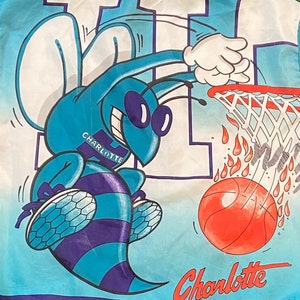 Vintage Charlotte Hornets bomberjacka Chalk Line Tillverkad i USA Storlek Medium M NBA Basketball North Carolina NC J. Cole 1990-talet 90-talet bild 3