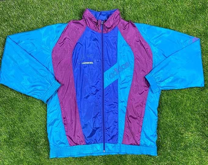 Vintage Adidas Windbreaker Jacket Zip Up XL 1980's 80's Rare All Sports Rain Athletic Wear Streetwear Light Jacket Classic Made in Germany