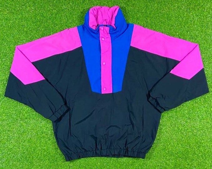 Vintage Eddie Bauer Winter Athletic Jacket Size Large Warm Zipper Jacket Windbreaker Raincoat 1990s Coat Hiking Coat 90s L Neon
