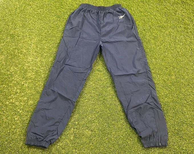 Vintage Blue Reebok Windbreaker Pants Large L Classic Sportswear Quality Fit 1980s 80s Jogger