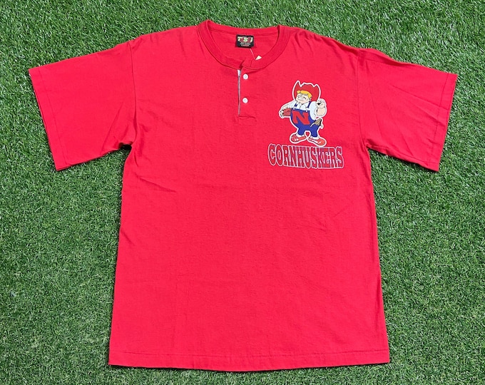 Vintage University of Nebraska Cornhuskers T Shirt Tee Made USA Size Large L NCAA College Football 1990s 90s Brand New with Tags