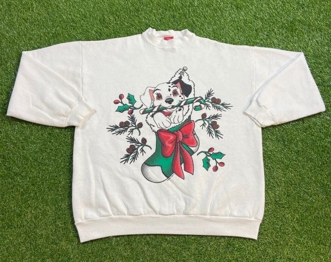 Vintage 101 Dalmatians Crewneck Sweatshirt Made USA Size XL Walt Disney World Cruella De Vil 1996 Animated Movie 90s Pull Over Oversized