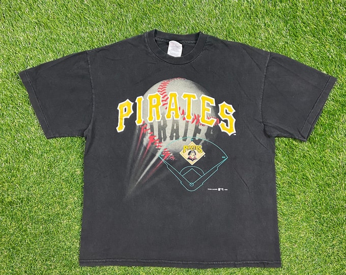Vintage Pittsburg Pirates T Shirt Tee Hanes Made USA Size Large L MLB Baseball Clemente Bond 1990s 90's