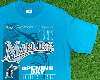 Vintage Florida Marlins Opening Day T Shirt Tee Chalk Line Large