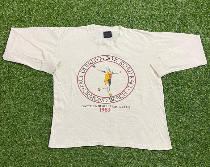 Vintage Paul Debruyn 30K Road Race Crop Top Shirt Tee Size Large Ormond Beach Daytona Beach Track Club 5k Running Florida Marathon 1980s 80s
