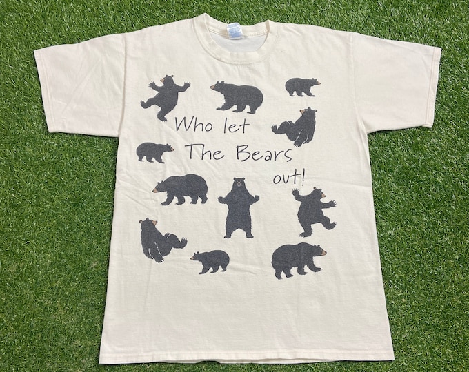 Vintage Who Let the Bears Out! T Shirt Tee Hatley Made in Canada Size Large L Funny Saying Comical T Shirt Comedy 1980s 80s