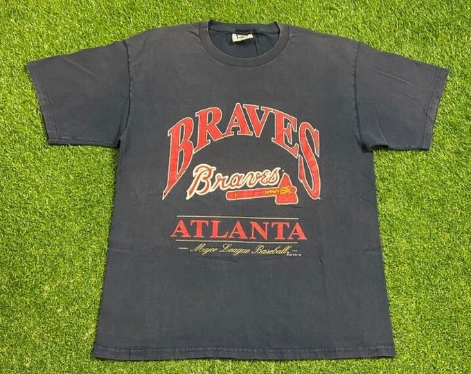 Vintage Atlanta Braves T Shirt Tee Size Xtra Large XL MLB Baseball ATL Georgia Hank Aaron 1990s 90s