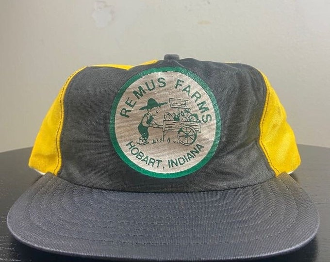 Vintage Remus Farm Snapback Hat Made USA OSFA Hobart Indiana America Farm Irrigation Agricultural Gardening 1970s 70s