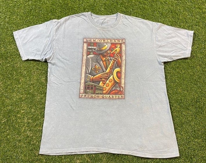 Vintage New Orleans French Quarter T Shirt Tee Size XXL 2XL Big Easy Creole Louisiana France 1990s 90s
