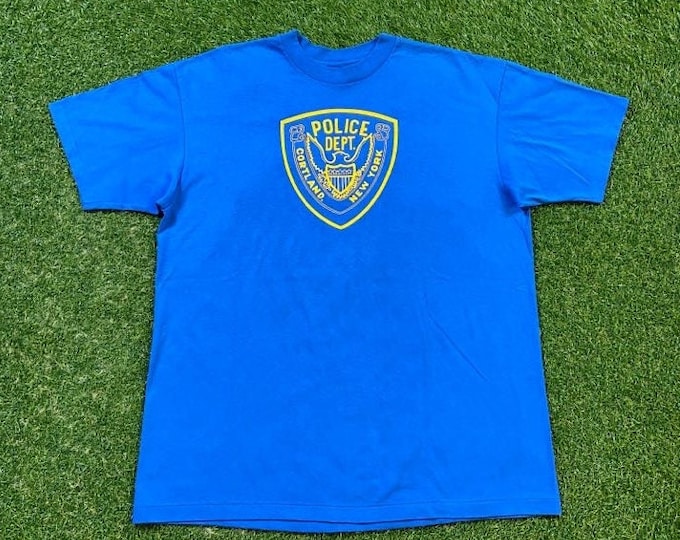 Vintage NYPD New York City Police Department T Shirt Tee Hanes Made USA Size Xtra Large XL Nyc Officer Cop 1990s 90s