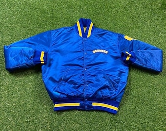 Vintage Milwaukee Brewers Varsity Bomber Jacket Starter Made USA Size Large L MLB Baseball National League 1990s 90s Wisconsin
