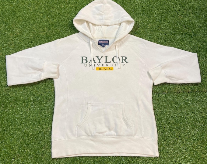 Vintage Baylor University Hoodie Sweatshirt Size Medium M NCAA College Football Waco Texas 1990s 90s Pull Over Oversized