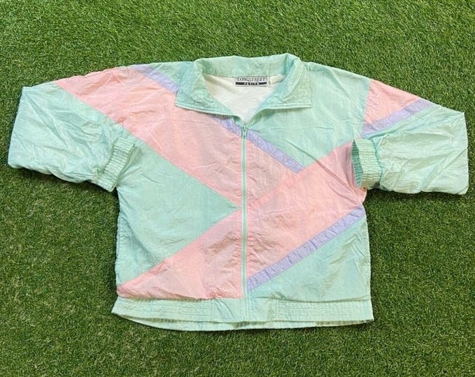 Vintage Graphic Windbreaker Zip Up Jacket Longstreet Size Small S Multicolor Streetwear Sport Active Wear Classic Light Rain Coat 1990s