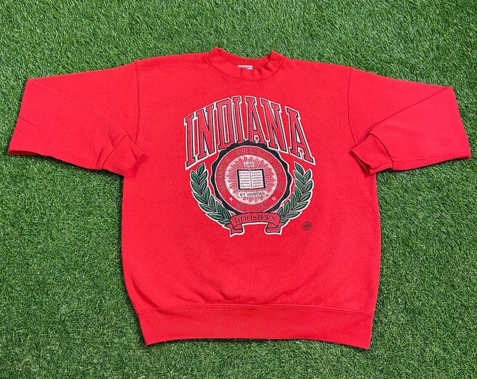 Vintage University of Indiana Crewneck Sweatshirt Made Usa Size Xtra Large XL NCAA College Basketball Hoosiers IU Pull Over 1990s 90s