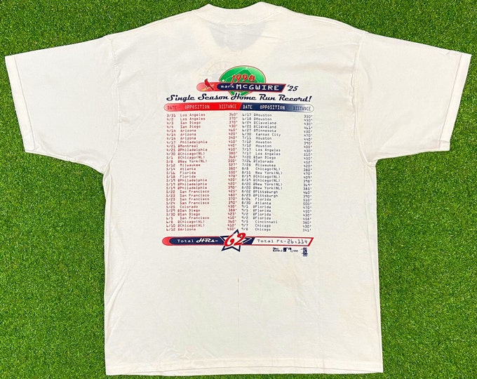 Vintage St Louis Cardinals Mark McGwire T Shirt Tee MLB Baseball Missouri Pro Player Large Made USA 90s New With Tags Cards Home Run Record