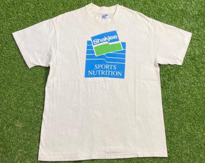 Vintage Shaklee Sports Nutrition T Shirt Tee Made USA Size Large L Health Vitamins Drinks Vegetables Fruits 1990s 90s