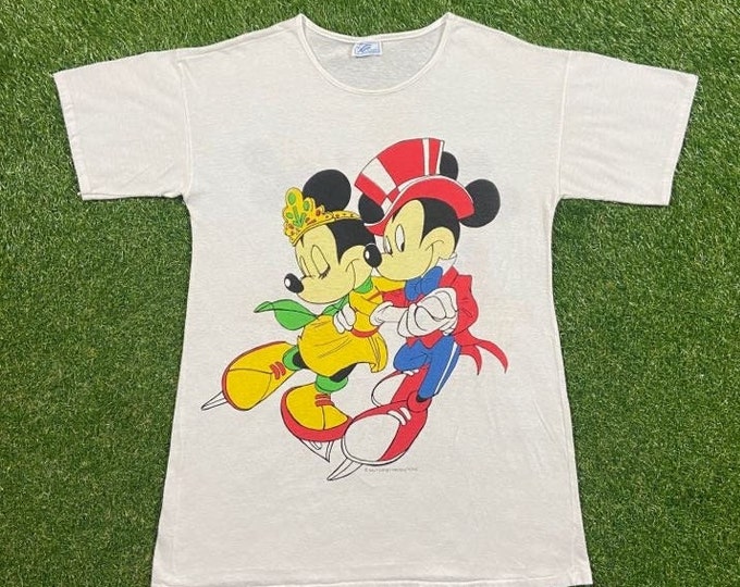 Vintage Mickey & Minnie Mouse T Shirt Tee Tempo Size Medium M Walt Disney World Magic Kingdom Disneyland 1980s Oversized XXL