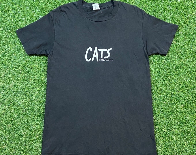 Vintage Cats T Shirt Tee Fun Stuff NY Made USA Size Medium M TS Elliot Classic English Musical Broadway 1980s 80s