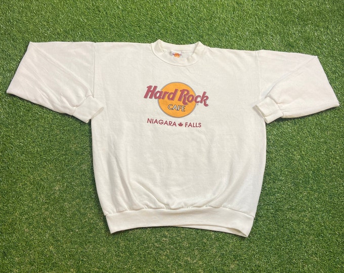 Vintage Hard Rock Cafe Niagara Falls Crewneck Sweatshirt Made USA Size Large L Canada Toronto Montreal Vancouver Classic Music Hotel 1990s