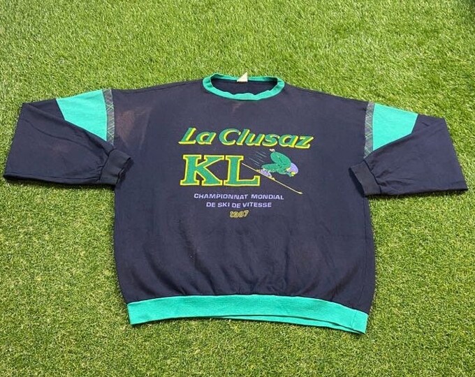 Vintage La Clusaz Ski 1987 Crewneck Sweatshirt Size Large L Mountain Resort 1980s 80s Pull Over Oversized