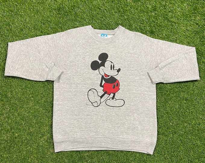 Vintage Mickey Mouse Crewneck Sweatshirt Made USA Size Large L Walt Disney World WDW Disneyland Magic Kingdom 1980s 80s Tri Blend