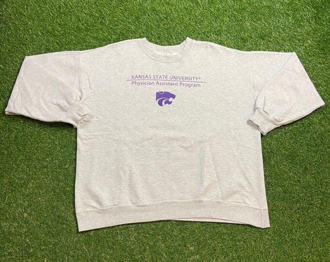 Vintage University of Kansas State Wildcats Crewneck Sweatshirt Size Xtra Large XL NCAA College Basketball Pull Over Oversized 1990s 90s
