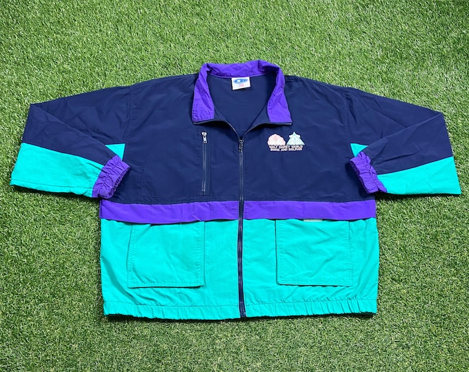 Vintage Walt Disney World Swan and Dolphin Windbreaker Jacket Made USA Size Xtra Large XL Magic Kingdom Disneyland Mickey Mouse WDW 1990s