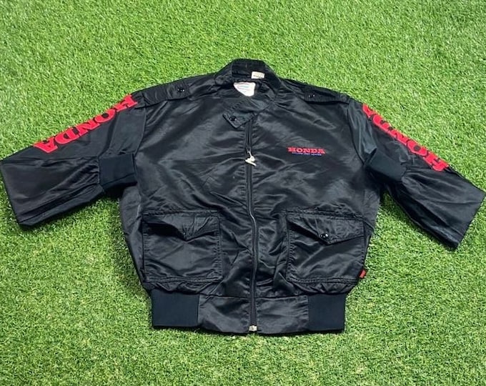 Vintage Honda Bomber Jacket Size Small S Tokyo Japan Japanese Car Manufacturing NASCAR  Racing F1 Formula 1 1990s 90s