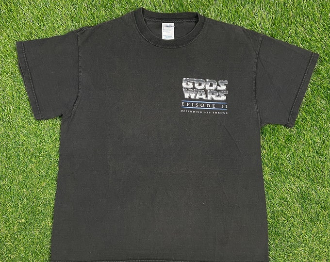 Vintage God Wars T Shirt Tee Delta Made USA Size Large L Star Wars Parody Science Fiction Jesus Christ Christianity Sunday Service