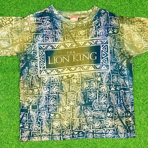 Vintage Disney The Lion King All Over Print Tee T Shirt Medium Walt Disney World Mickey Mouse Magic Hakuna Matata 1994 1990's AOP Mega Promo