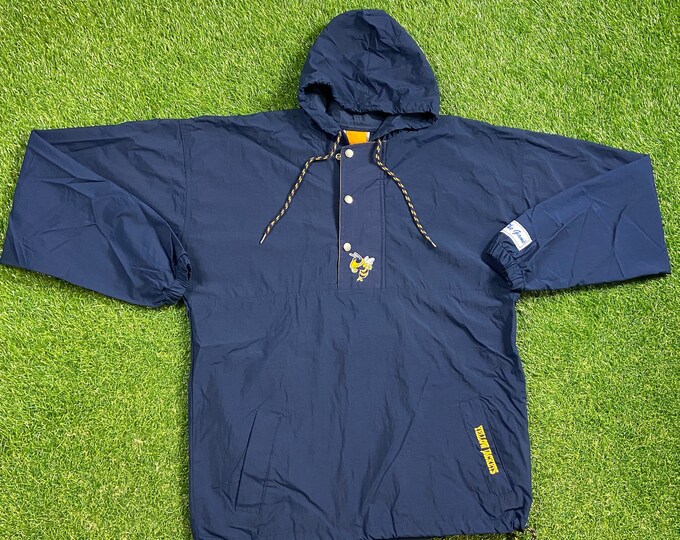 Vintage Georgia Tech University Windbreaker Hoodie Jacket Size Large L NCAA College Basketball Atlanta Yellow Jackets Light Rain Coat 1990s