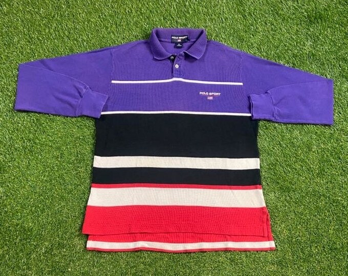 Vintage Polo Sport Ralph Lauren Long Sleeve Shirt Size Medium M Quality 90s RL American Apparel Polo Bear Pull Over Warm 1990s