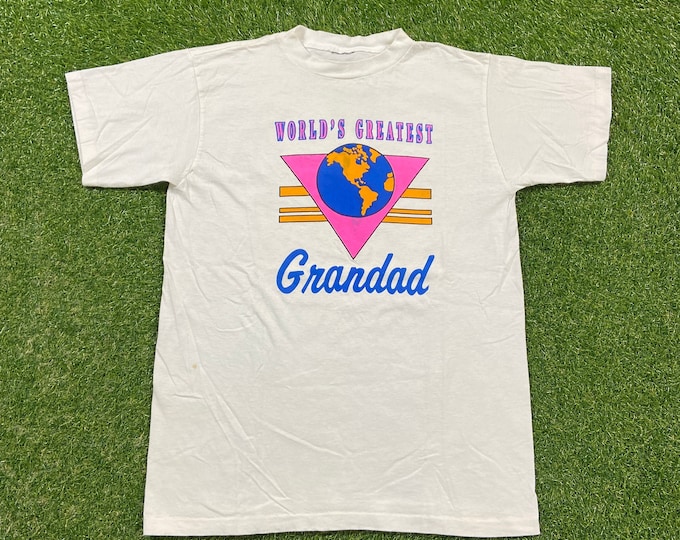 Vintage World Greatest Grandad T Shirt Tee Size Small S Family Funny Saying Comical 1990s 90s