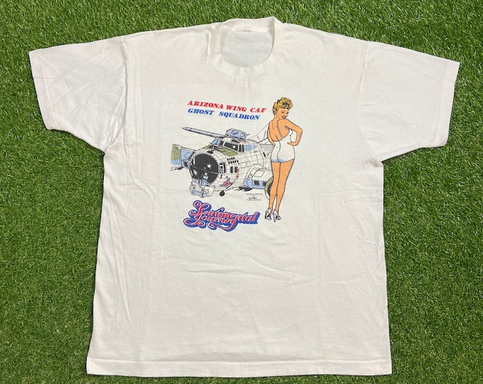 Vintage Arizona Wing Caf Ghost Squadron T Shirt Tee Size Xtra Large XL USMA Marines Navy United States Military Veteran 1980s 80s