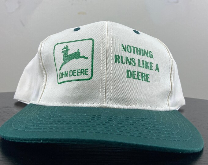 Vintage John Deere Nothing Runs Like a Deere Snapback Hat Cap Factory OSFA Agricultural Manufacturer